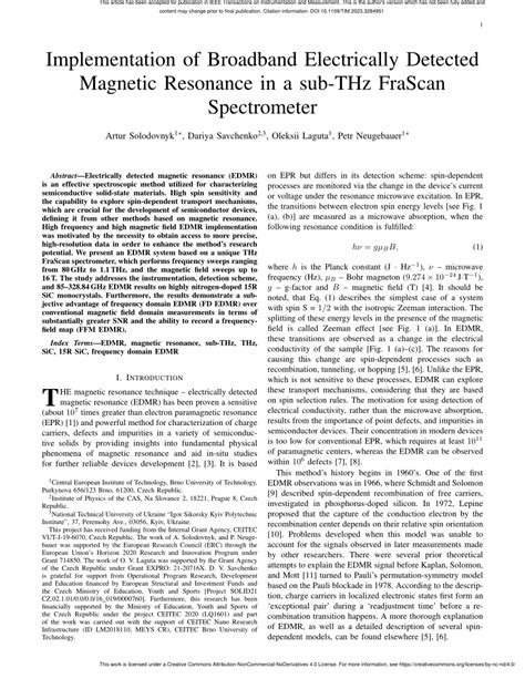 PDF Implementation Of Broadband Electrically Detected Magnetic