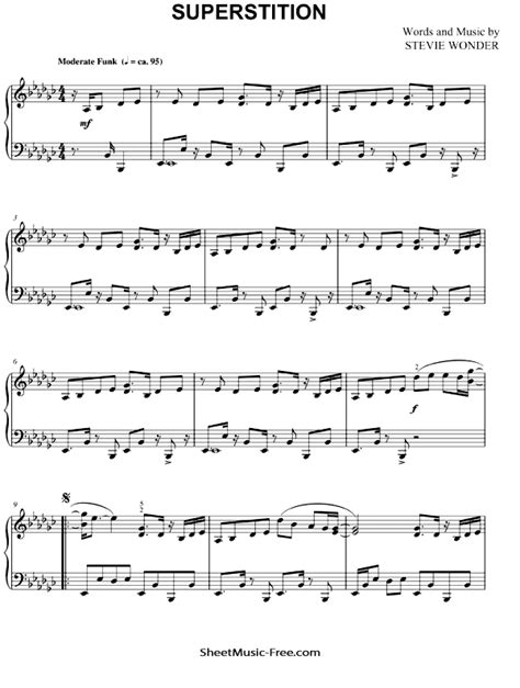 Download Superstition Sheet Music PDF Stevie Wonder – Download