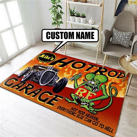 Personalized Rat Fink Hot Rod Heaven Rug Dingmun