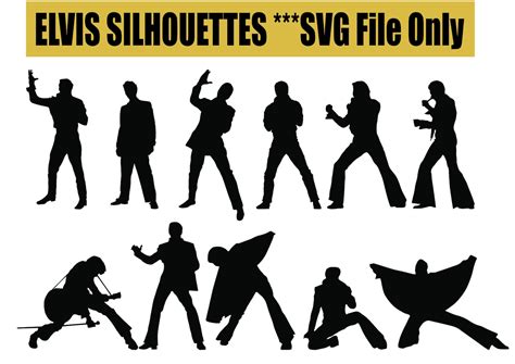 Elvis Silhouettes Unique Silhouettes Of The King Digital Svg File