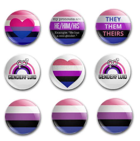 25mm Lgbt Gender Fluid Button Badges X9 Gay Pride Ebay