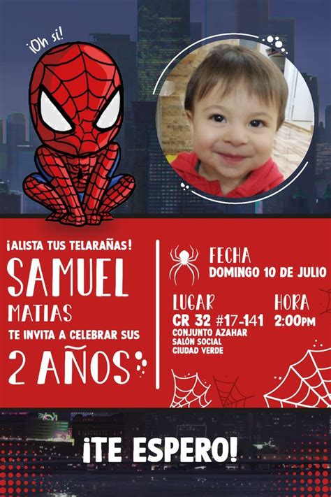 Invitaci N Cumplea Os Spiderman Chiquito Y Foto Mr Invitacion De