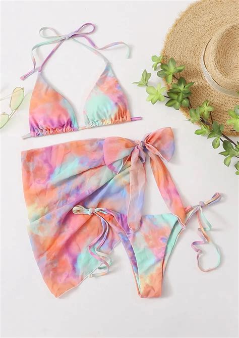 Buy THREE PIECE TIE DYE PRINT BIKINI SET For Women Online In India