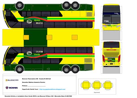 SP Papel Modelismo PaperCraft Ônibus Busscar Panoramico DD Scania K