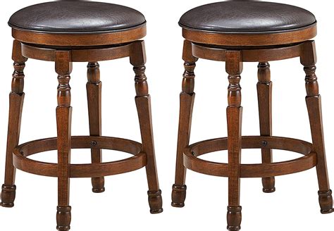 U Tobe Bar Stools Set Of 2 Swivel Barstools 24 Inch Counter Height Bar Stools Backless Sturdy