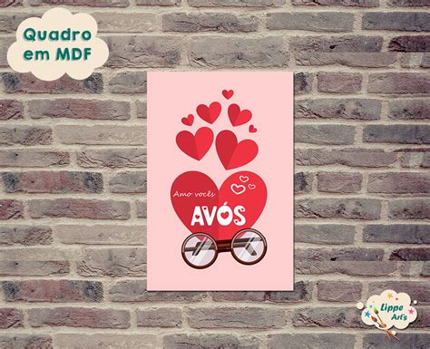 Quadro MDF Te amo vovó ou vovô Elo7 Produtos Especiais