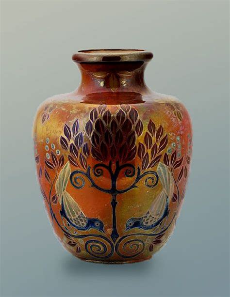 Galileo Chini Glazed Decorated Ceramic Vase Art Nouveau