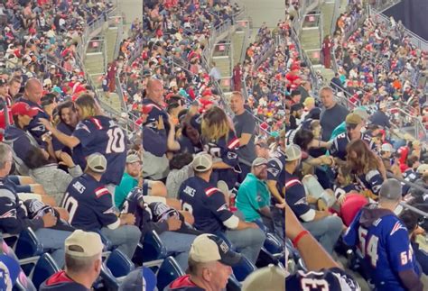 Female Patriots Fan Gets Pushed Row Of Seats In Brawl During Snf Game