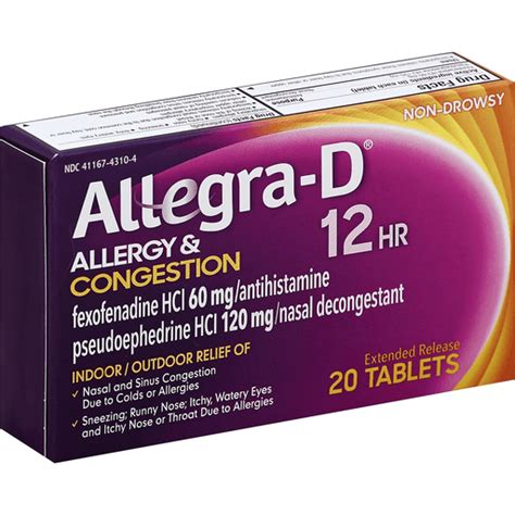 Allegra D Allergy & Congestion, 12 HR, Extended Release Tablets | Shop ...