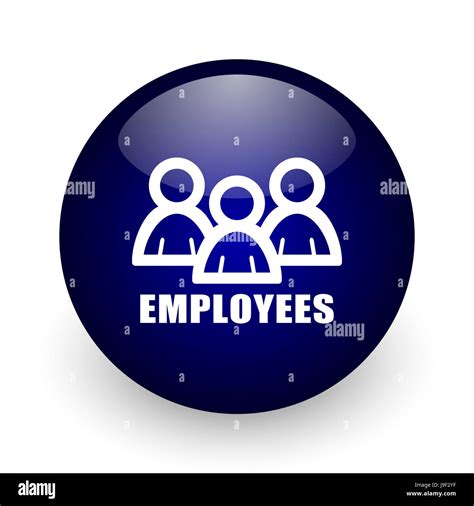 Employees Blue Glossy Ball Web Icon On White Background Round 3d