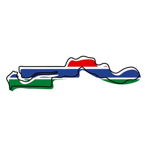 Premium Vector Stylized Outline Map Of Gambia With National Flag Icon