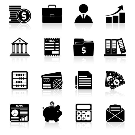 Conjunto De Iconos De Contabilidad Negro 444328 Vector En Vecteezy