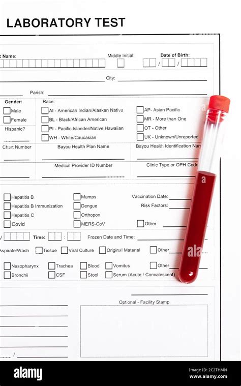 Blood Test Form Hi Res Stock Photography And Images Alamy