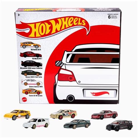Hot Wheels Jdm Box Pack Honda Crx Mazda Rx Mitsubishi Lancer Nissan Zx Subaru Impreza