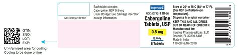 Cabergoline - FDA prescribing information, side effects and uses