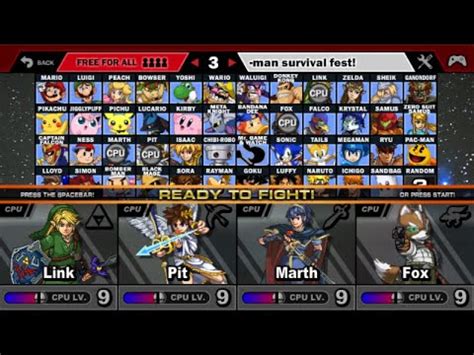 Super Smash Flash V Battle Link Vs Pit Vs Marth Vs Fox