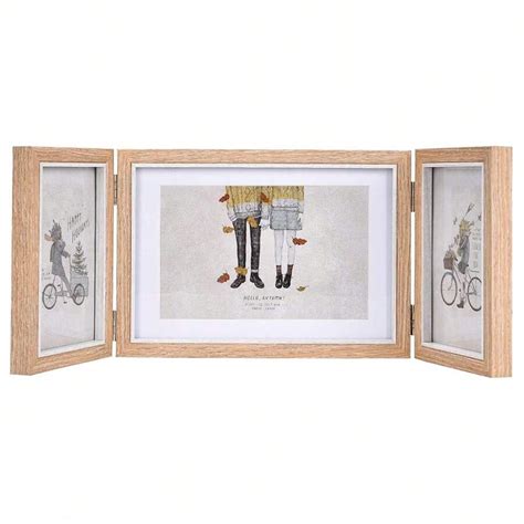 3 Picture Frame 4x6 And 5x7 Triple Hinged Folding Photo Frame Wood With