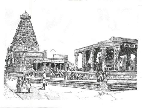 Image Result For Tamilnadu Temple Pen Drawing Perspective Drawing