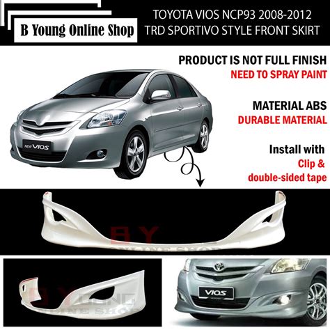 TOYOTA VIOS NCP93 SECOND GENERATION 2007 2013 TRD STYLE FRONT SKIRT T