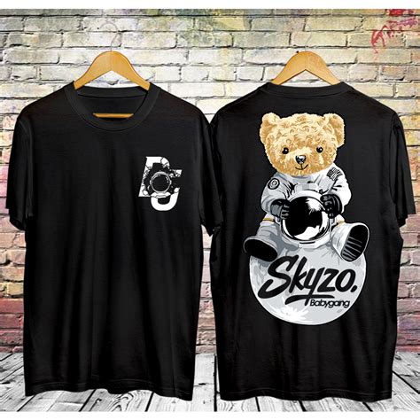 Jual Kaos Bear Astronot Moon T Shirt Skyzo Babygang Streetwear