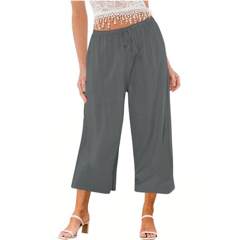 Nhapmj Womens Linen Pants Wide Leg Sweatpants Wide Leg Sport Pants