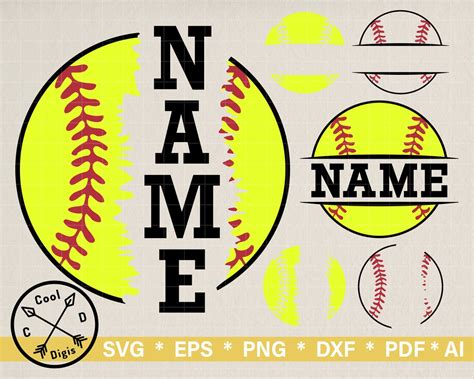 Softball Name Svg Clipart For Cricut Softball Team Svg Etsy