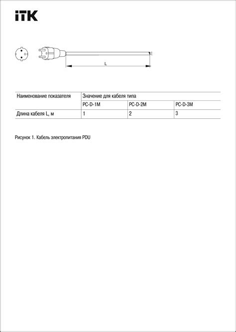 ITK Кабель электропитания PDU сечением 3х1,5 1М с разъёмом Schuko и без ...