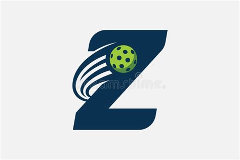 Pickleball Logo With A Combination Of Letter Z And A Moving Ball Stock