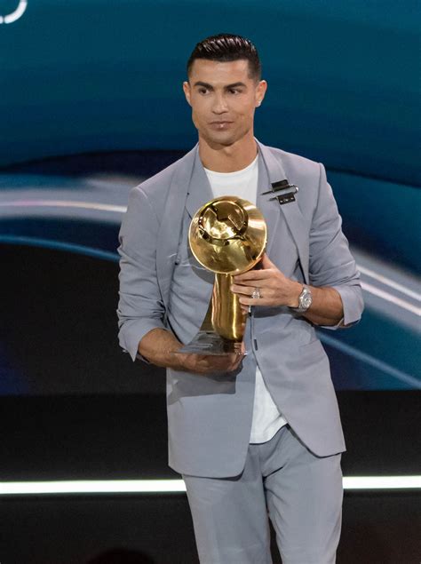 Cristiano Ronaldo Wins Globe Soccer Awards in Givenchy Harness Suit