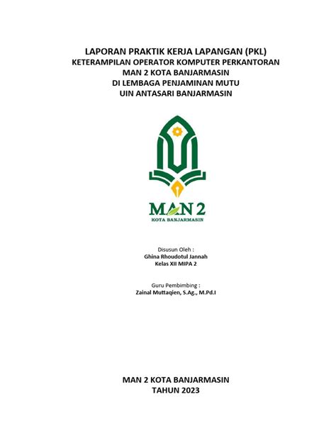 Contoh Cover Laporan Magang Pdf