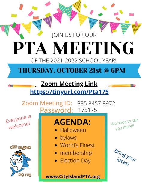 October PTA meeting – City Island School – PS 175 PTA