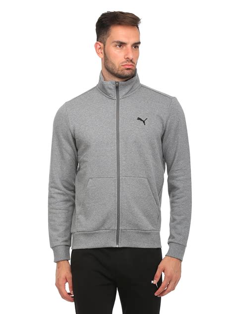 Buy Puma Men Grey Melange Ess Sweat Fl Sporty Track Jacket Jackets