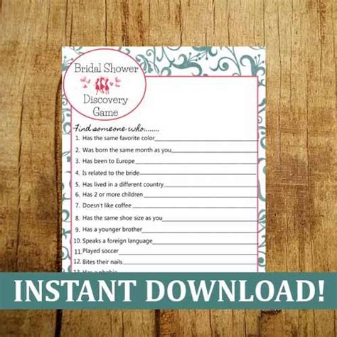 Bridal Shower Discovery Game Free Printable Free Templates Printable