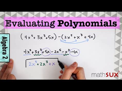 Evaluating Polynomials Adding Subtracting Multiplying And Dividing