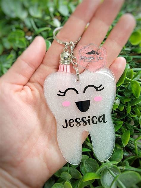 Personalized Smiling Tooth Keychain Dental Technician Ts Etsy