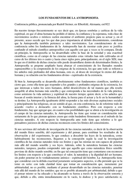 Rudolf Steiner Fundamentos De La Antroposofia LOS FUNDAMENTOS DE LA