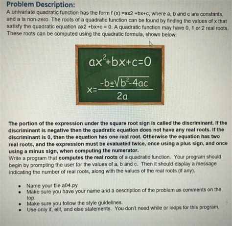 Solved Problem Description A Univariate Quadratic Function Chegg