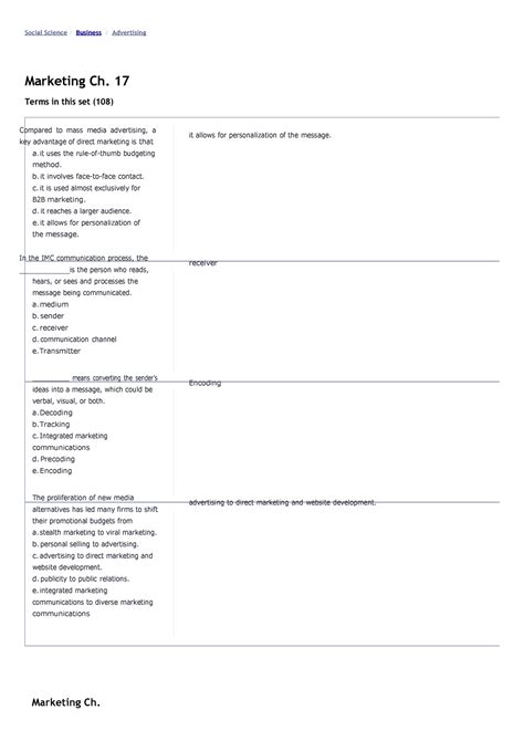 Mgmt Chapter Flashcards Marketing Ch Social Science Business