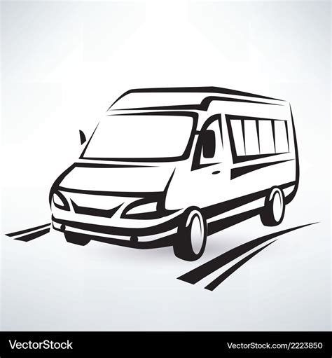 Mini Van Outlined Sketch Isolated Symbol Vector Image