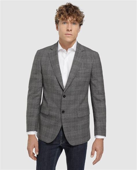 Blazer De Homem Regular Pr Ncipe De Gales Cinzento Moda E