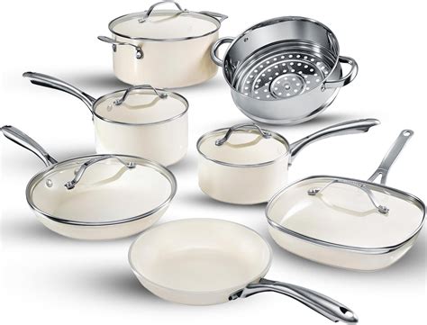 GOTHAM STEEL 12 Pc Ceramic Cookware Set Nonstick, Pots and Pans Set Non ...