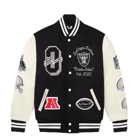 OVO X NFL Las Vegas Raiders Black Varsity Jacket JM