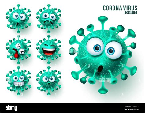 Conjunto De Vectores De Ncov Emojis Covid Virus De La Corona Covid