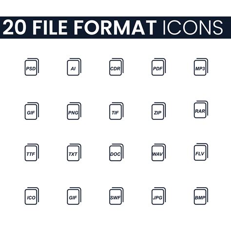 20 File Format Icons File Format Icons Pack File Format Collection Of