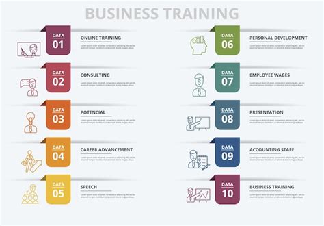 Infografik Business Training Vorlage Symbole In Verschiedenen Farben