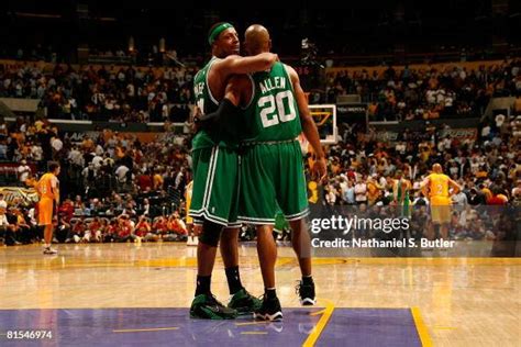 Paul Pierce And Ray Allen Of The Boston Celtics Celebrate Against The