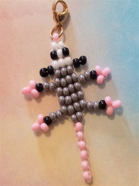 Beaded Possum Charm Keychain Etsy Pony Bead Crafts Pony Bead