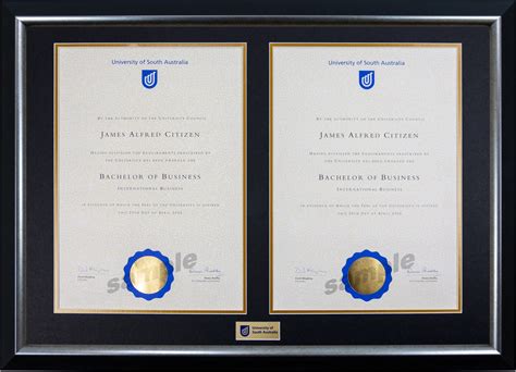 University Of South Australia Double Certificate Frame Premium Silve