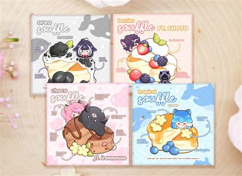 Cute Vtubers Shoto Shylily Ironmouse Bao Food Crepe Art Prints Etsy