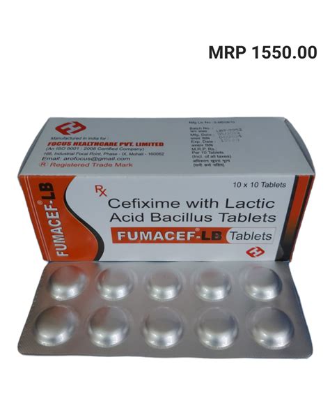 Fumacef LB Cefixime 200 Mg Lactic Acid Bacillus Tablet Packaging Size